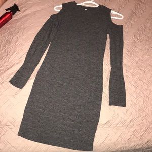 long sleeve shoulderless sweater dress